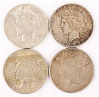 (4) 1923 S SILVER PEACE DOLLARS