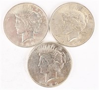 (3) 1925 P SILVER PEACE DOLLARS