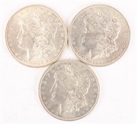 3 SILVER MORGAN DOLLARS 1881O 1885O 1886P