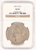 1897 NEW ORLEANS MORGAN SILVER DOLLAR AU50 NGC