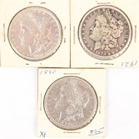 3 SILVER MORGAN DOLLARS 1878S 1880P 1890P