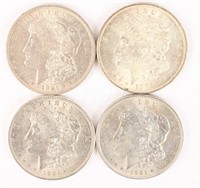 (4) 1921 P SILVER MORGAN DOLLARS