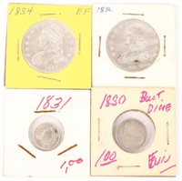 MIXED UNITED STATES CAPPED BUST SILVER COINS