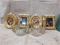 4 vintage little gold frames cream/sugar set