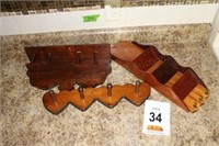 Wooden Key/Wall Shelf, Wooden Towel Holder/Mug