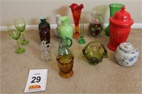 (5) Bud Vases, (3) Vases, (2) Urns w/Lids, Green