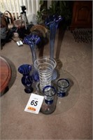 Candle Holder 7" Diameter 12" Tall Glass Top &