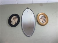 Vintage Framed Pictures & Wall Mirror