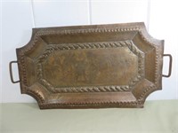 Tropical Art Engraved Brass Tray or Wall Hanging