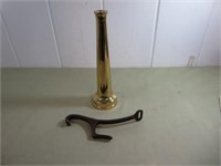Brass Fire Hose Nozzle & Vintage Hydrant Wrench