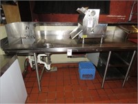 84" SS WORK TABLE W/HAND SINK & DIPPING WELL