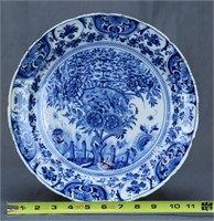 DELFT EARTHEN WARE PLATE WITH BLUE & WHITE FLORAL
