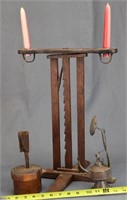 LOT OF 3 Pc. INCLUDING 19TH CENTURY CANDLE STAND