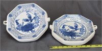CHINESE EXPORT,  CANTON B & W PORCELAIN PLATES