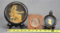 LOT OF 3 WAXED PICTURES, CIRCA 1750-1780