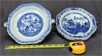 CHINESE EXPORT CANTON B & W PORCELAIN PLATES