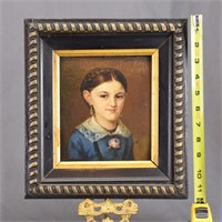 MID 19TH CENTURY, SMALL OIL PORTRAIT OF YOUNG GIRL