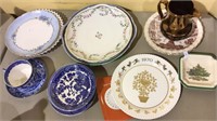 Group lot of China, holiday plates, blue Willow,