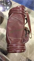 Real leather mini golf bag for a wine bottle,