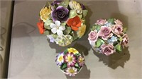 3 English fine Porcelain floral bowls,