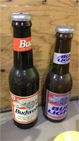 2 large plastic bud beer bottle banks, 1