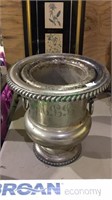 Silverplate champagne bucket with framed flower