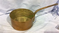 Large copper pot with iron handle, rivet attached