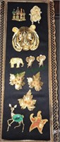 Group of nice gold tone Brooches including two