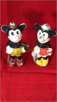 Vintage bisque Mickey Mouse and Minnie mouse,