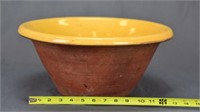 LARGE YELLOW GLAZED TERRACOTTA MIXING BOWL