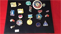 Collection of space pins, including Soviet union