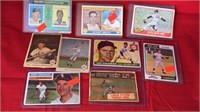 Group of nine vintage baseball cards including