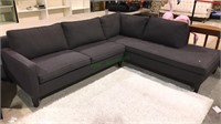 Two piece sectional L sofa with a dark gray tweed