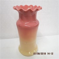 Glossy Burmese ruffled top 11" vase