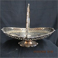 Footed ornate silver basket 12 X 10"