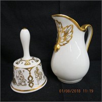 Gold decorated 6.5" jug, Hammersley 1974 bell