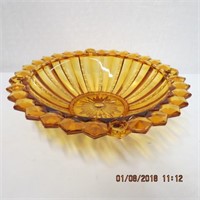 14" Amber glass centre bowl with candle holders