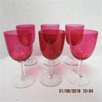 6 Cranberry glass 5" goblets