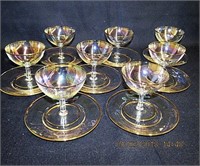 Gold rim iridescent set of 8 sherbets and