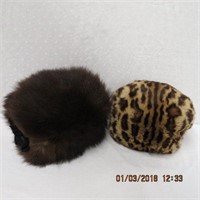 2 fur muffs one mink and one Oscelot