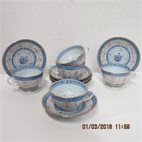 Rice pattern 5 cups and 6 saucers