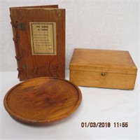 8" wooden plate, box and guest log