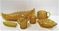 Collection of Amber Daisy and Button glass