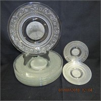 8 pattern glass 10" plates & 4 saucers