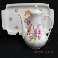 Dresden Rose pattern coffee pot and handled 14"