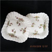 2 Copeland Spode "Wicker Lane"  9.5" square bowls