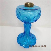 Blue glass oil lamp base, drilled to be