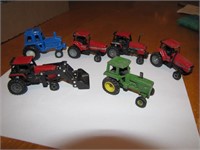 6 Small Case, John Deere & Ford Tractors