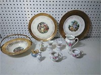 Collection of gold plated plates, bowl and