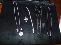 Sterling Lot W/Saint Christopher Necklace,